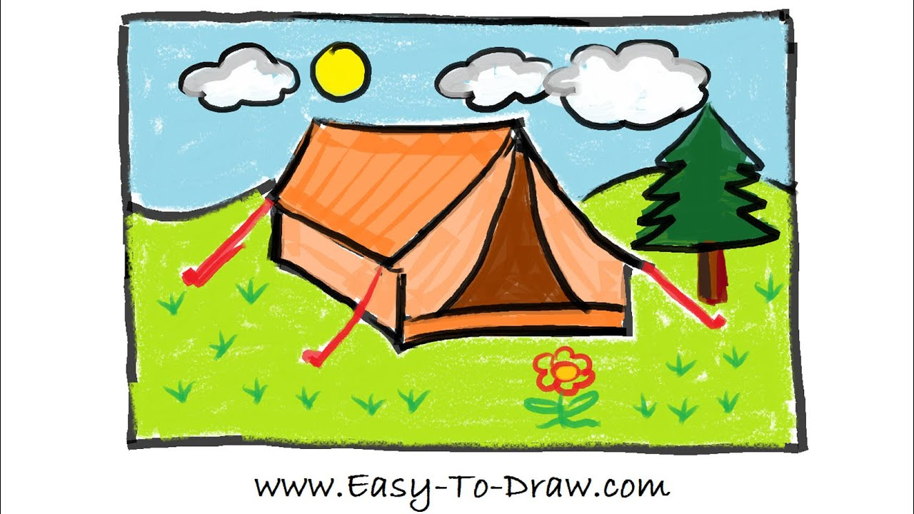 1280x720 drawing site for kids and how to draw a cartoon tent in campground