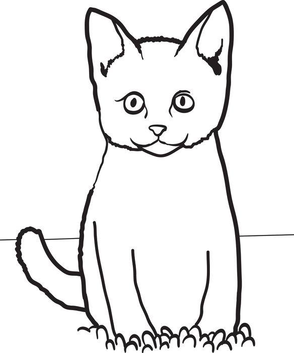 584x700 Sitting Cat Coloring Pages