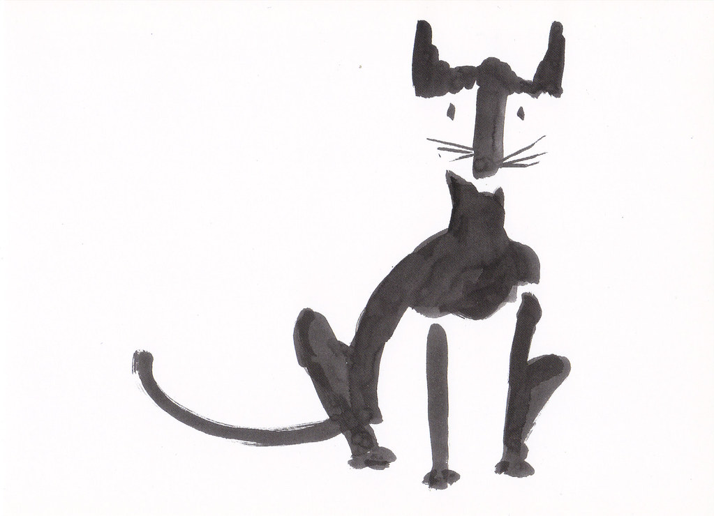 1023x740 Sitting Cat Illustration Postcard From The Book Cats As