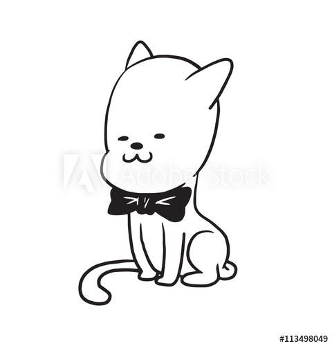 480x500 Vector Cartoon Image Of A Cute Little Black White Cat Sitting