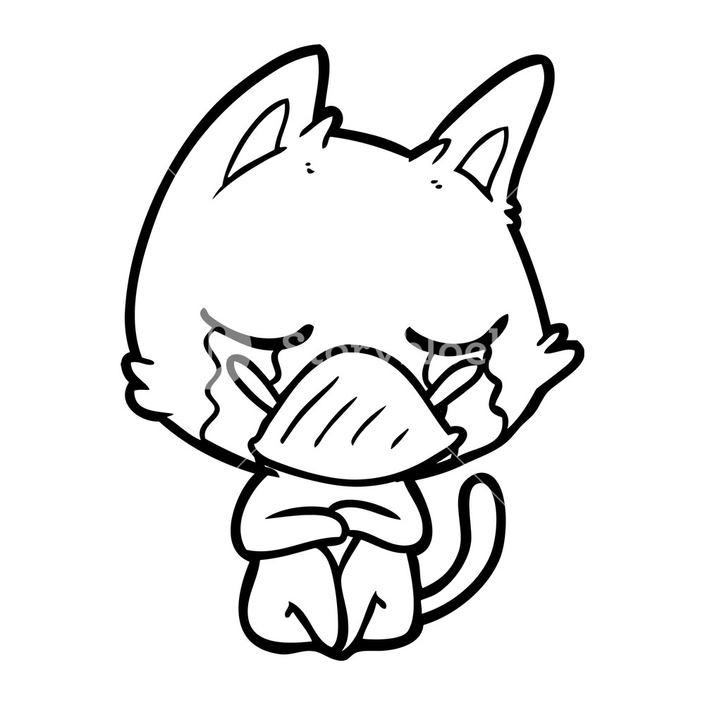 1000x1000 Crying Cartoon Cat Sitting Royalty Free Stock Image