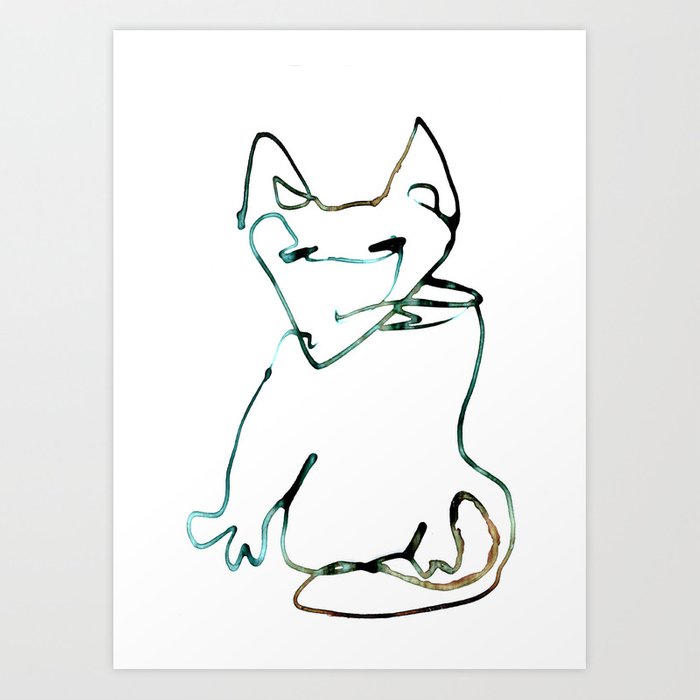 700x700 Sitting Cat Art Print