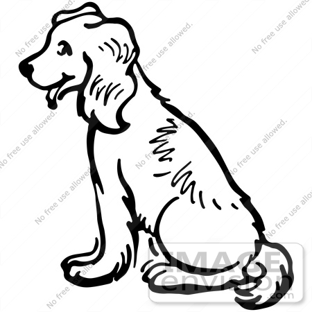 450x450 Clipart Of A Happy Sitting Dog In Black And White