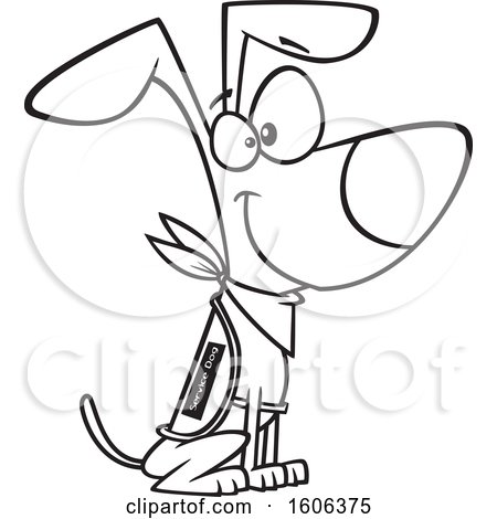 450x470 Clipart Of A Cartoon Black And White Sitting Happy Service Dog