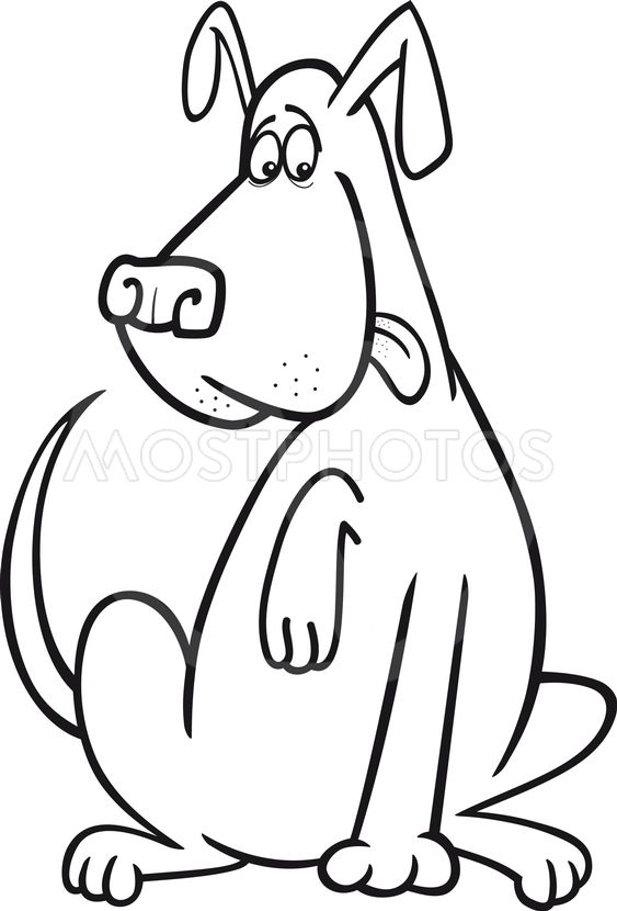 563x830 Funny Sitting Dog Coloring