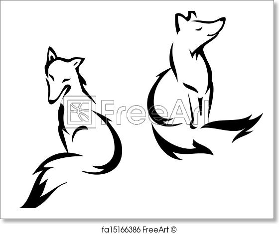 560x470 Free Art Print Of Sitting Fox Fox Outline Graphic, Vector