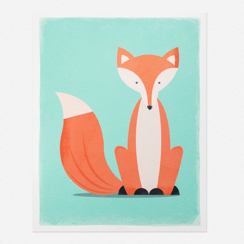 794x794 Sitting Fox Art Print X X Etsy