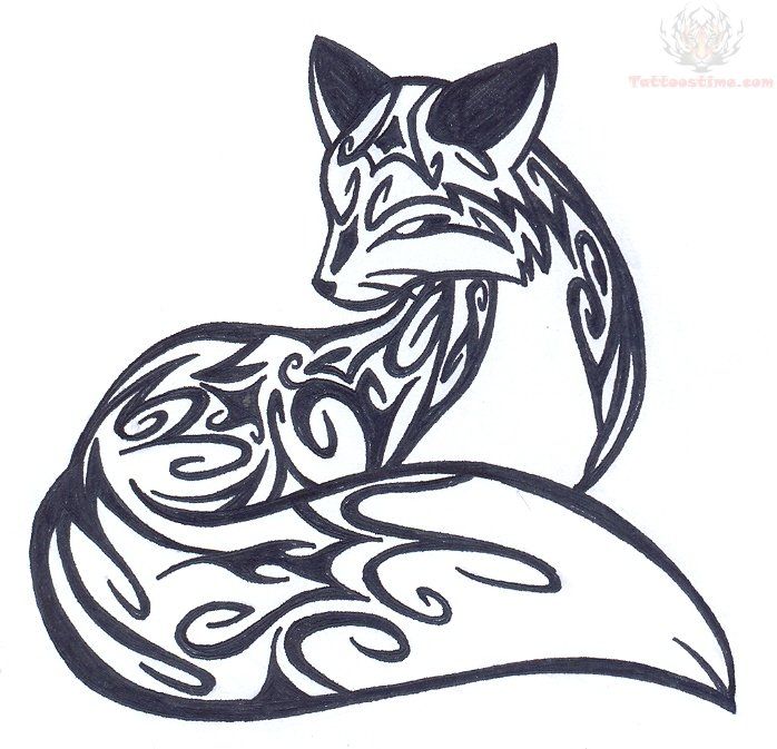 698x673 Sitting Fox Tribal Tattoo Design Tattoo Tattoos, Fox Tattoo