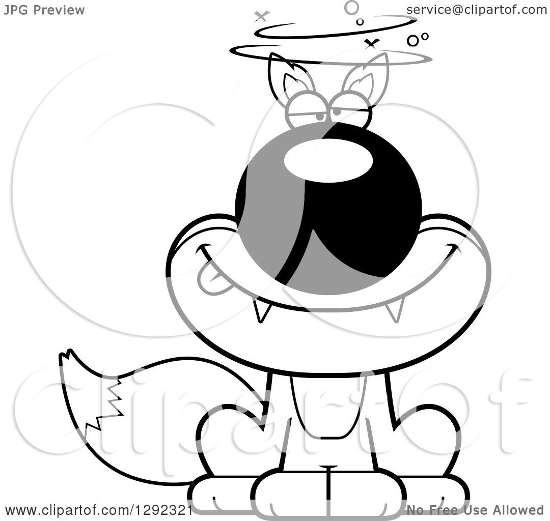 1080x1024 Wild Animal Clipart Of A Black And White Cartoon Drunk Or Dizzy