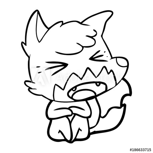 500x500 Angry Cartoon Fox Sitting On Floor