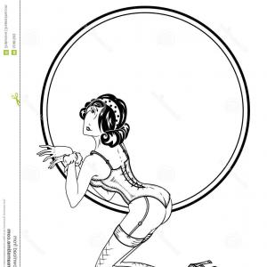 300x300 Stock Illustration Plus Size Pin Up Girl Sitting Beige Background