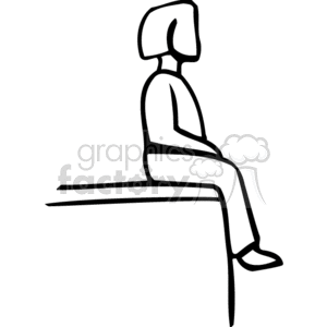 300x300 A Black And White Girl Sitting On A Ledge Clipart Royalty Free