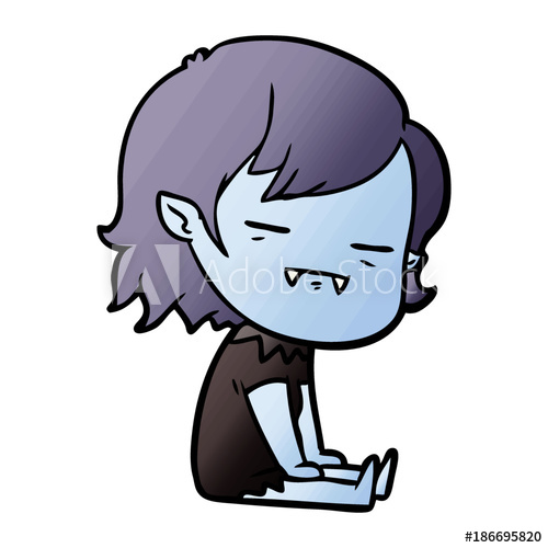 500x500 Cartoon Undead Vampire Girl Sitting