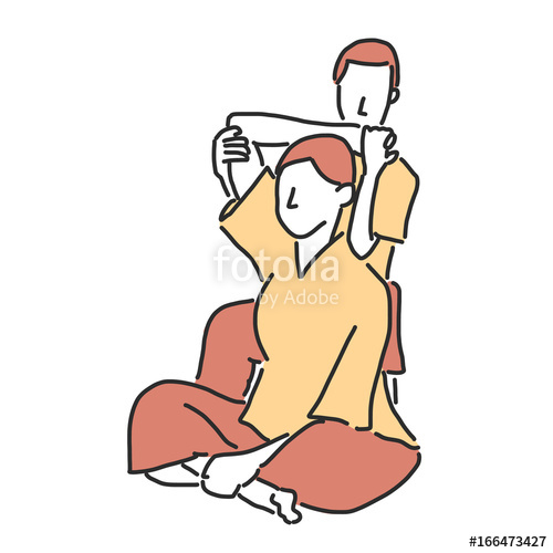 500x500 Spa And Massage In Variety Poses Hand Drawn Line Drawing Vector