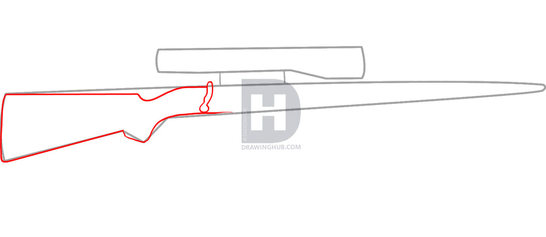 1080x470 How To Draw A Rifle, Step