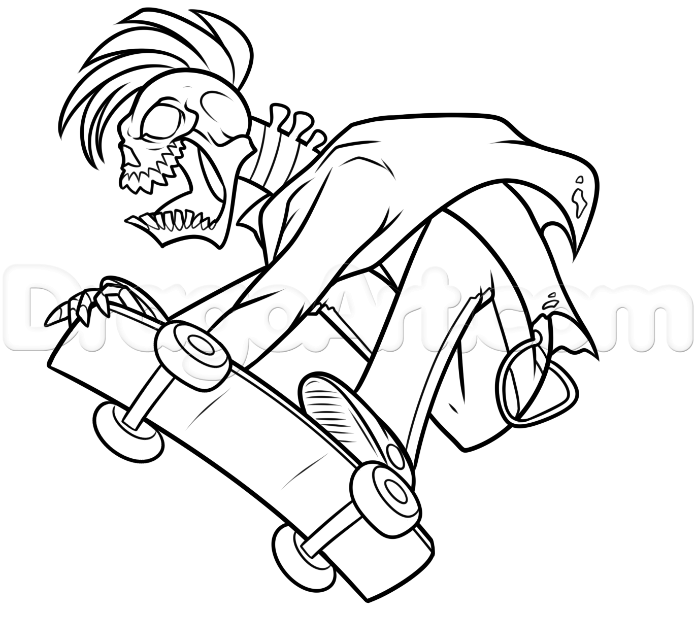 1371x1269 Skater Skull Drawing Lesson, Step