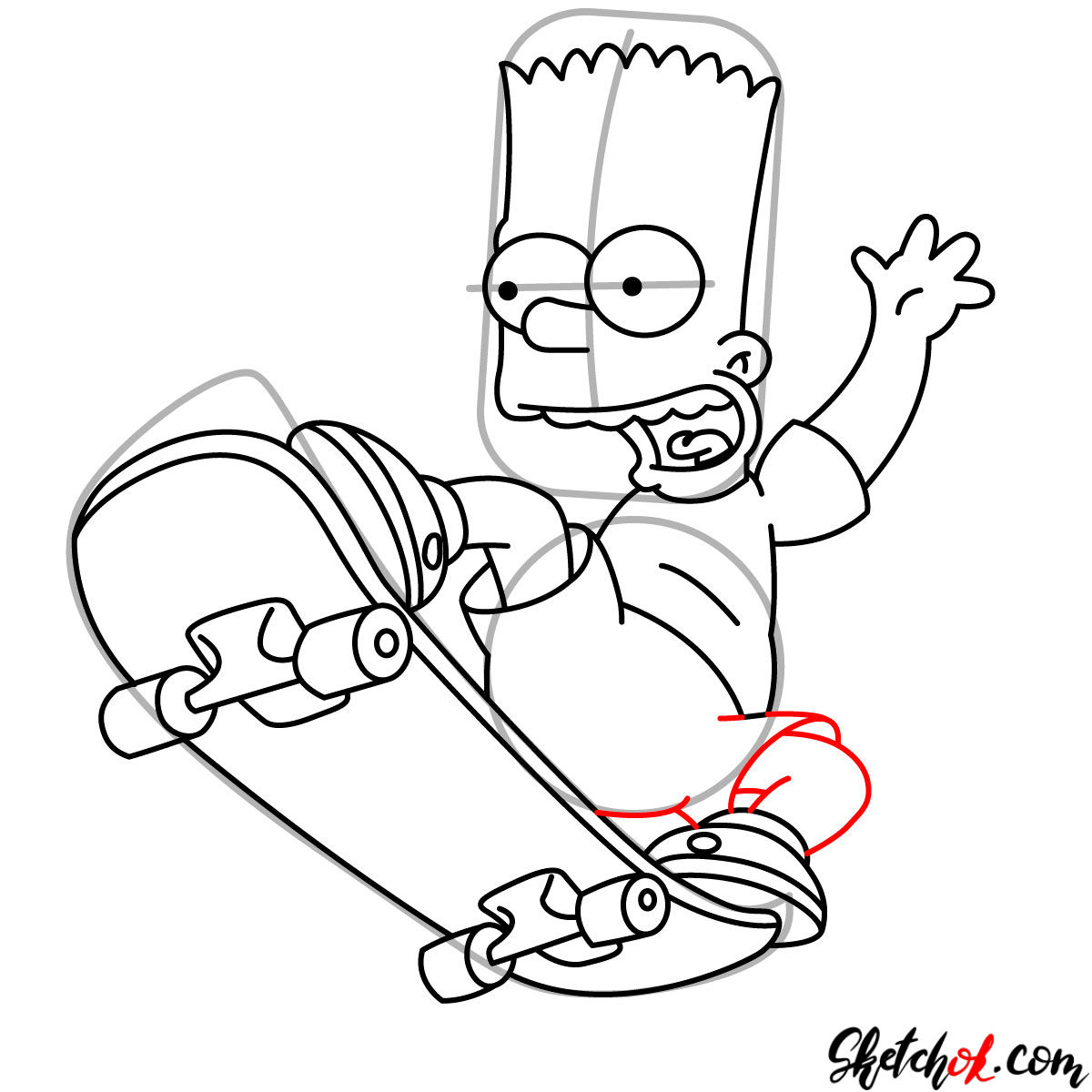 1200x1200 How To Draw Bart Simpson On A Skateboard