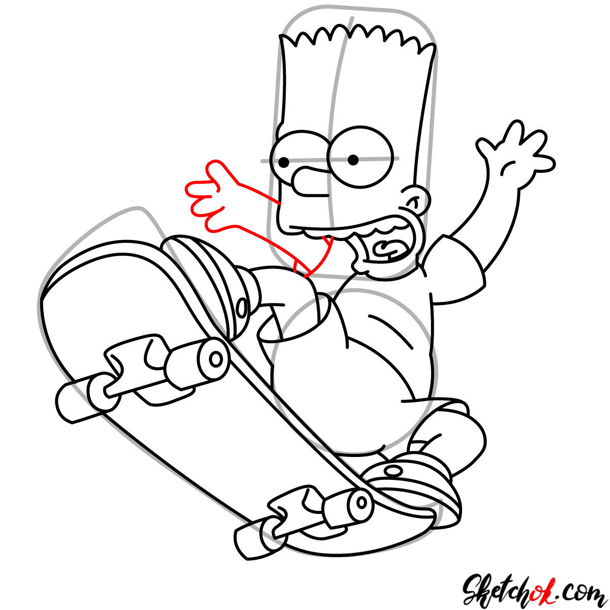 1200x1200 How To Draw Bart Simpson On A Skateboard