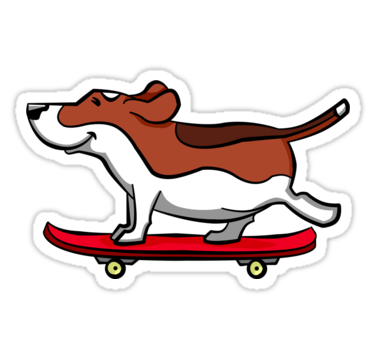 375x360 Skateboarding Beagle' Sticker
