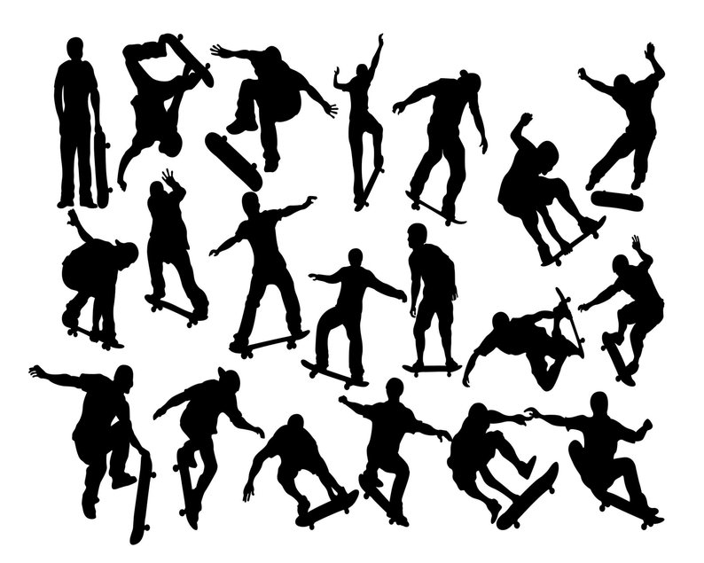 794x635 Skateboarding Clip Art Skateboard Silhouette Skater Etsy