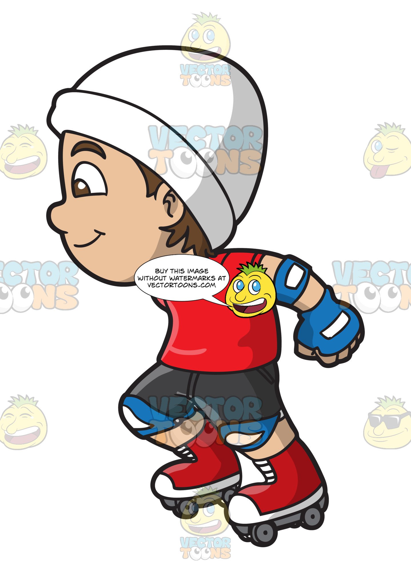 1438x2000 A Roller Skater Boy Charges Ahead Clipart Cartoons