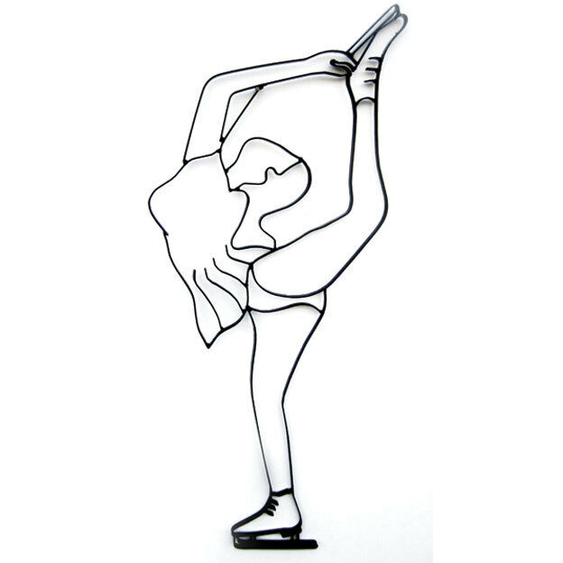 624x624 Ice Skater Female Girl Handmade Black Metal Steel Wall Art