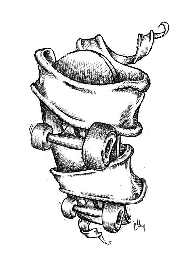 752x1063 Skateboarding Drawing Free Download