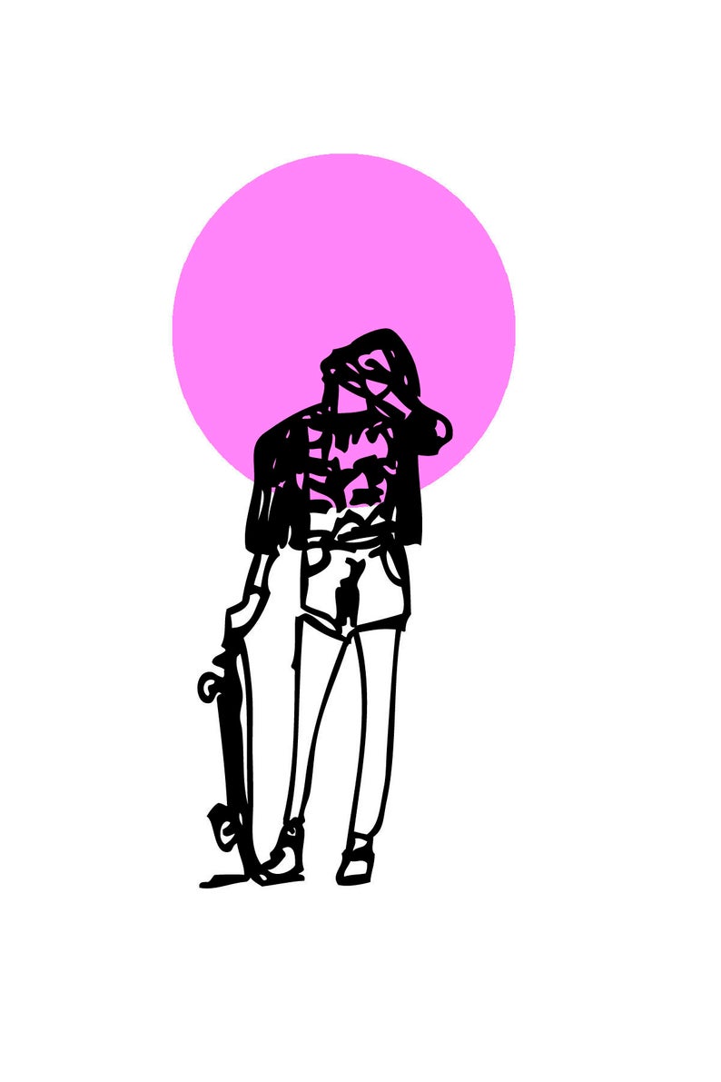 794x1191 Skater Girl Pink Print So Cal Print Pop Of Color Print Etsy