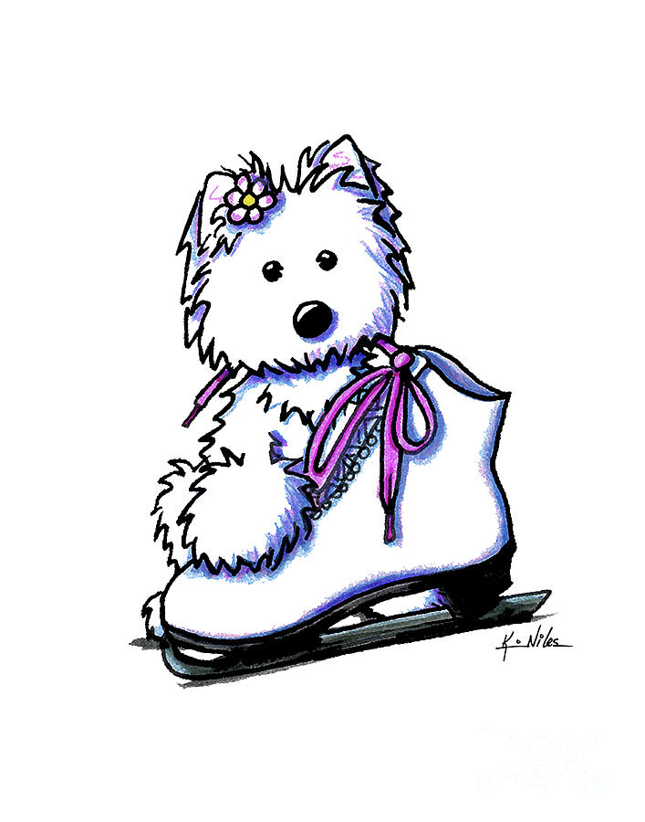 707x900 Westie Skater Girl Drawing