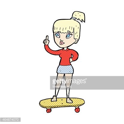 415x415 Comic Cartoon Skater Girl Premium Clipart