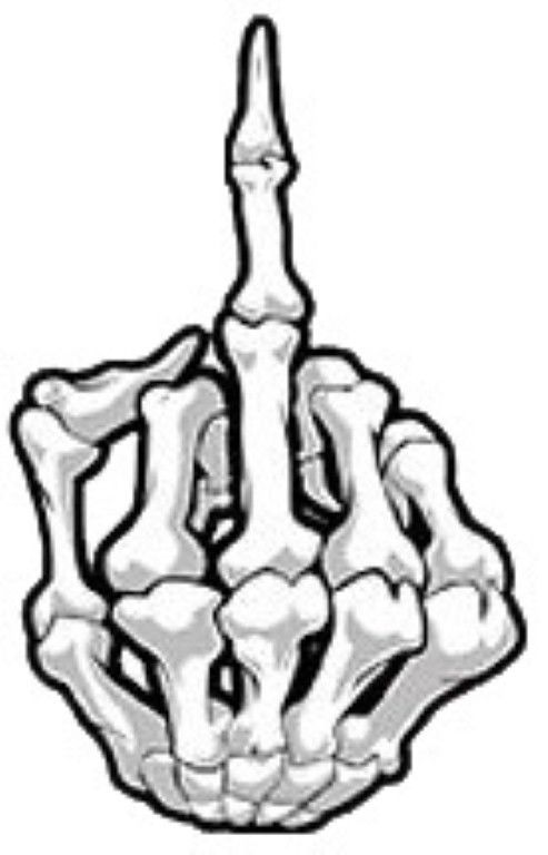 493x768 Middle Finger Skeleton Bone Sticker Hard Hat Sticker Helmet