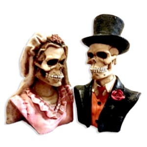 300x300 Summit Bride Groom Skeleton Bust Figurine Set
