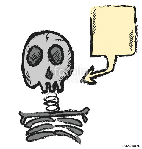 477x500 Cartoon Skeleton With Speech Bubble Stock Photo And Royalty Free