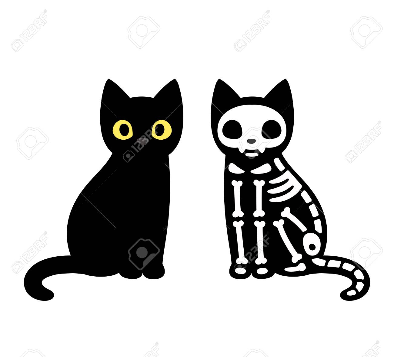1300x1181 Awesome Cartoon Black Cat Drawing With Skeleton, Cute