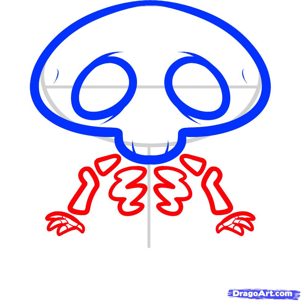 971x971 Draw A Skeleton For Kids, Step