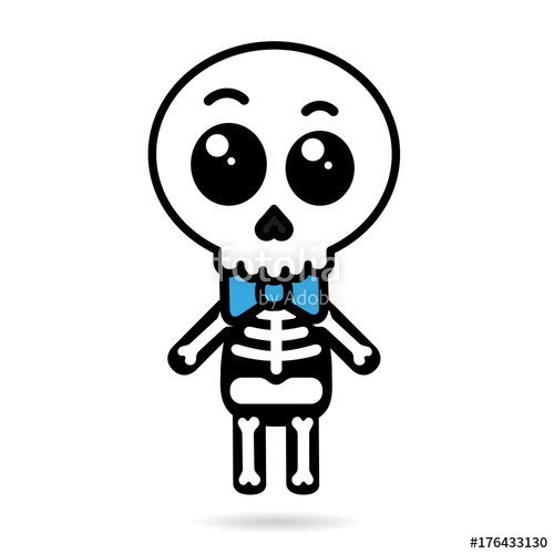 500x500 Cute Kawaii Boy Skeleton Isolated Halloween Concept Stock Image