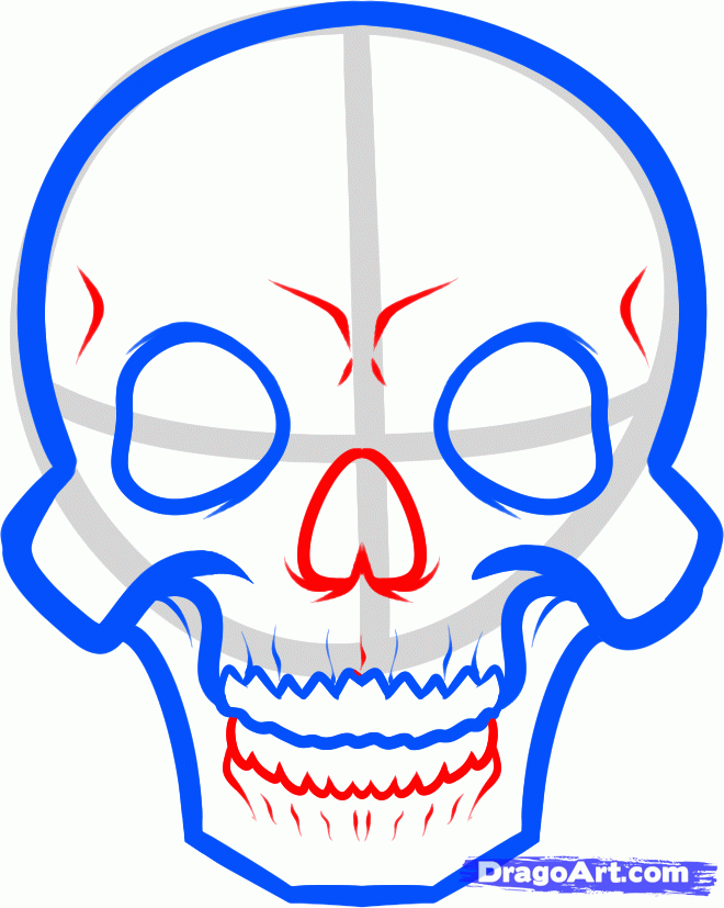 660x827 How To Draw A Skeleton Face, Step
