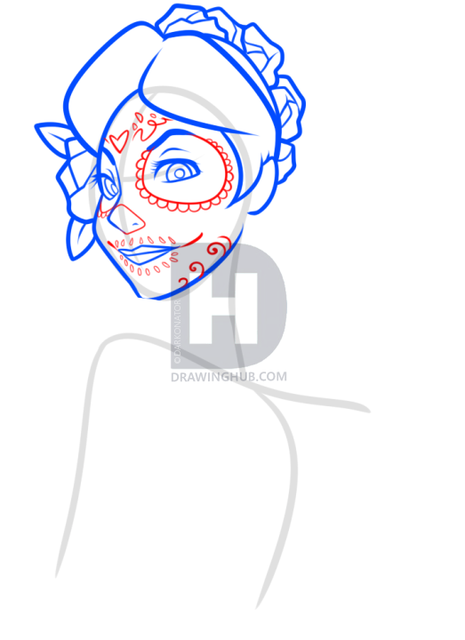 523x720 Skeleton Alice Drawing Lesson, Step