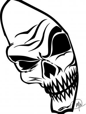 300x400 Skeleton Face Digital Tribal Drawing Leannaparks