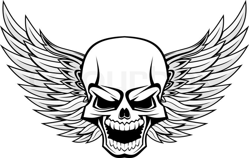 800x508 Danger Smiling Skull With Wings For Stock Vector Colourbox