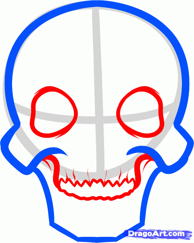 660x827 Draw A Skeleton Face, Step