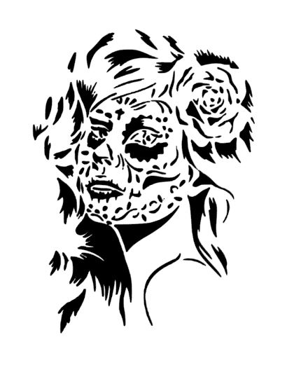 420x531 Skeleton Girl Stencil Cake Decorating