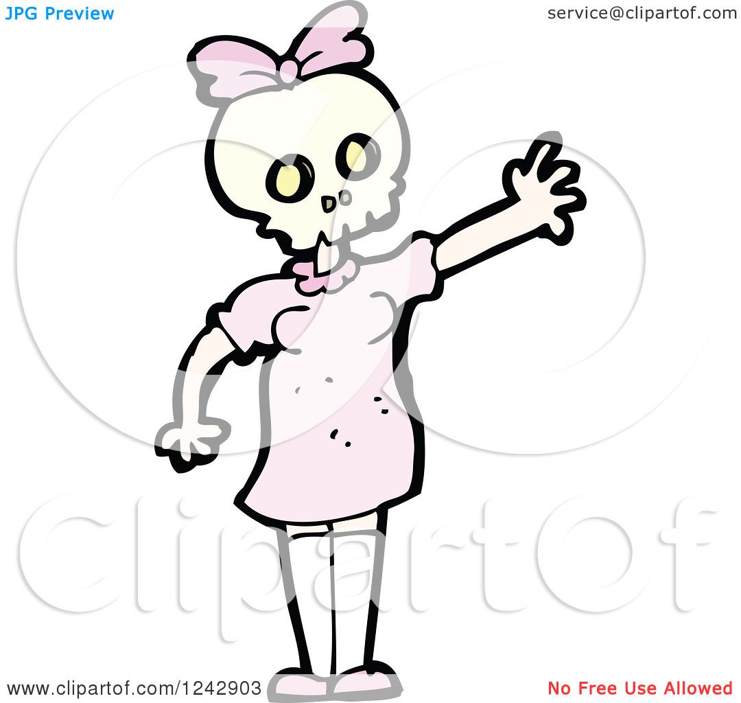 1080x1024 Clipart Of A Waving Skeleton Girl