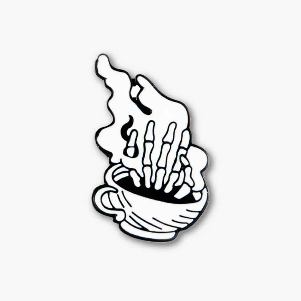 1000x1000 Skeleton Coffee Hand Enamel Pin, What's In Your Coffee