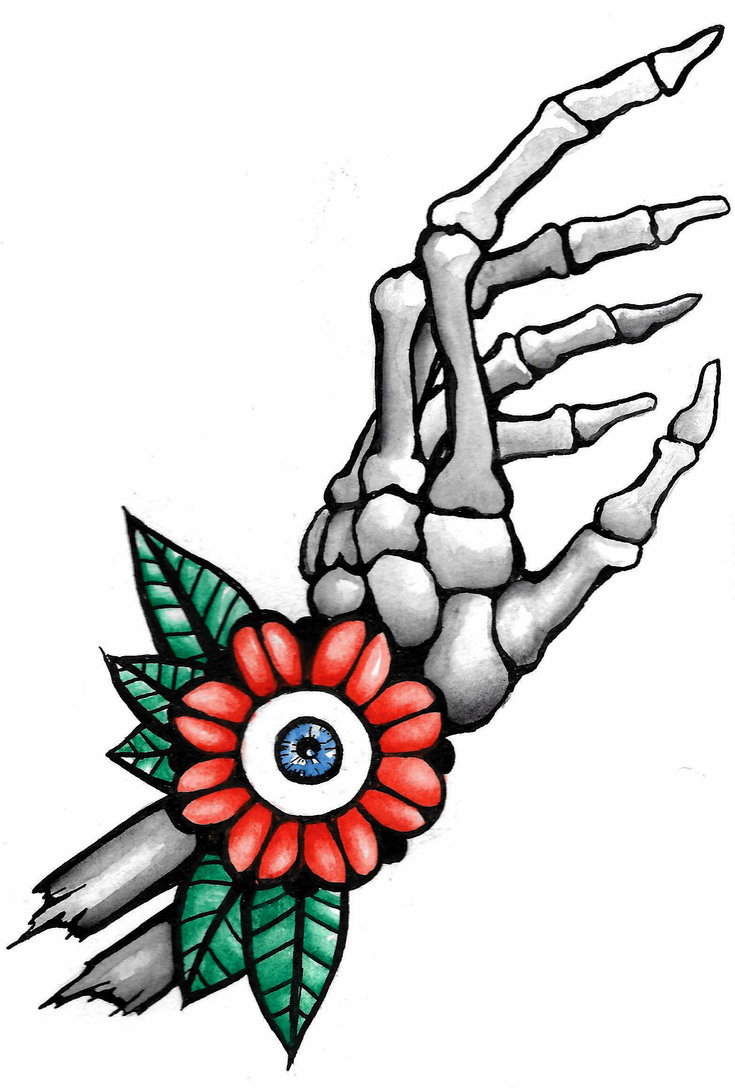735x1088 Skeleton Hand With Flower