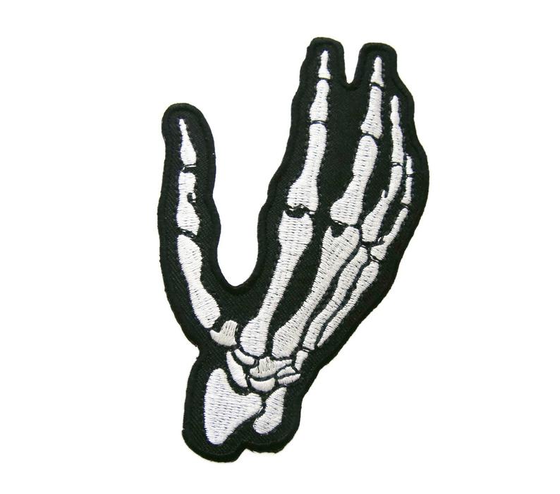 794x700 Skull Skeleton Hand Bone Embroidered Applique Iron On Patch Etsy
