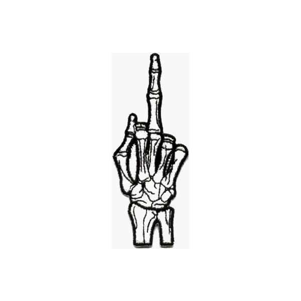 600x600 Skeleton Hand Bony Middle Finger Flipping The Bird Embroidered