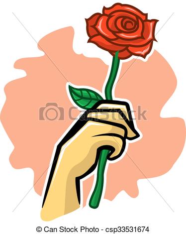 374x470 Hand Holding A Rose Drawing