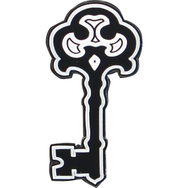 600x600 skeleton key mfg key white black enamel pin