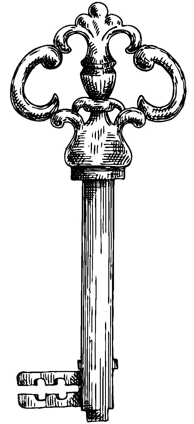 641x1397 Delicate Vintage Skeleton Key Pen Sketch Vinyl Decal